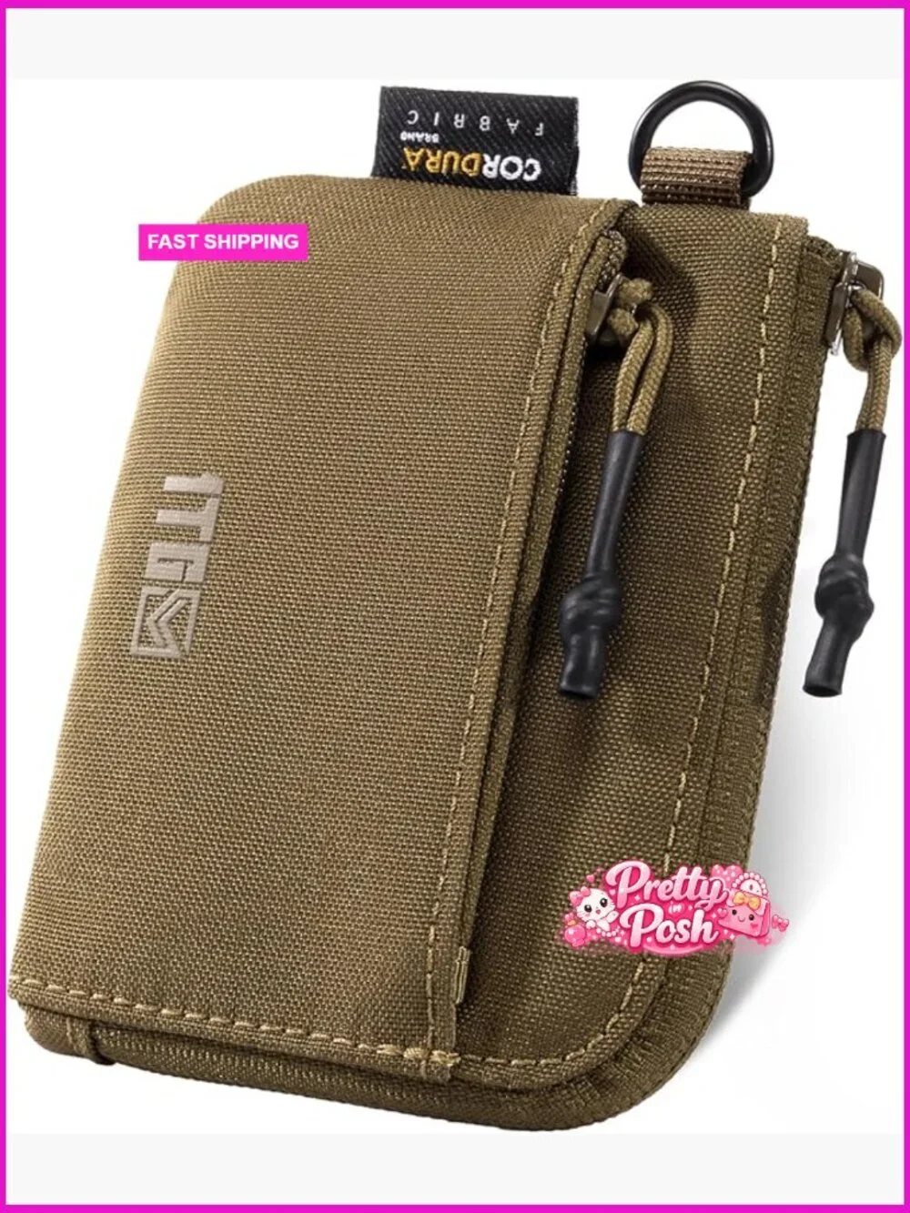 500D CORDURA Slim Minimalist Coin Purse with Zipper, Tactical ID Holder